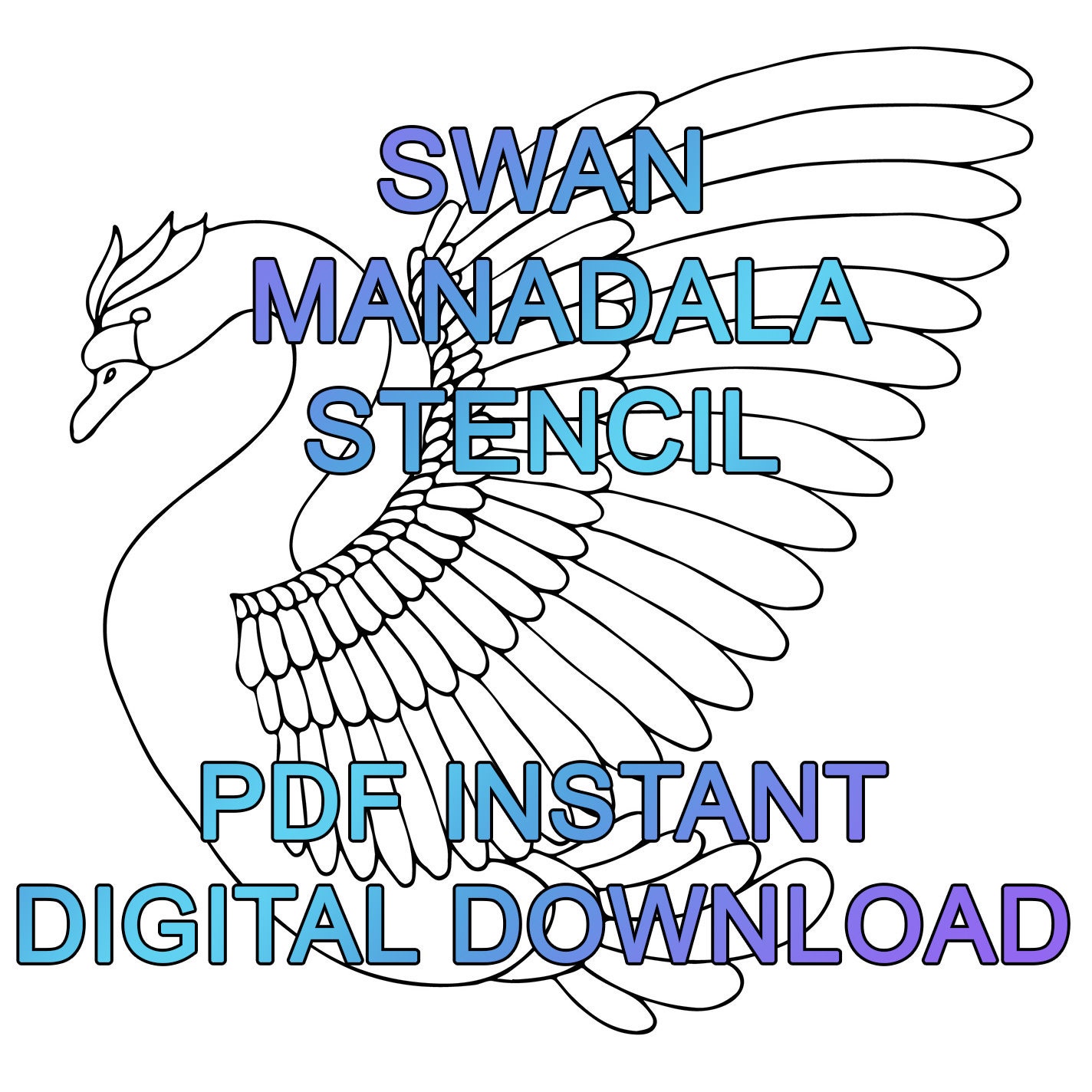 dot art swan mandala stencil in 5 sizes pdf instant digital etsy