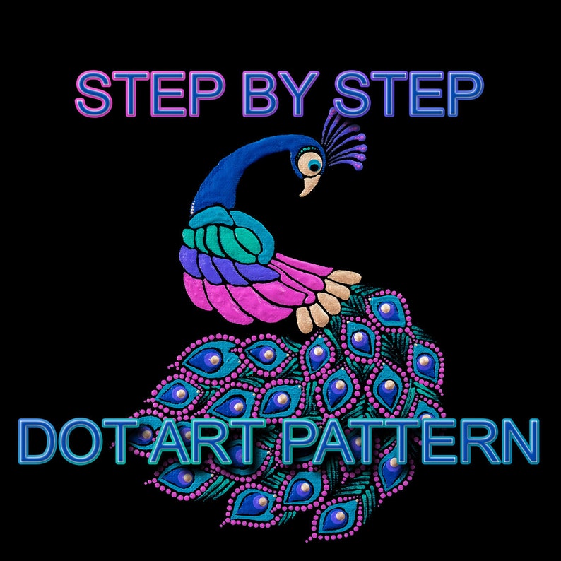 Dot Art Intermediate Peacock Pattern Canvas 3 Downloadable - Etsy