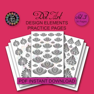 Dot Art Design Elements Practice Pages Set 3 - 36 Pages - PDF Instant Digital Download Printable Dot Painting Practice Sheets - Swoops