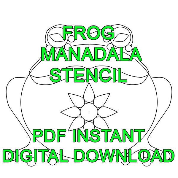 dot art frog mandala stencil in 5 sizes pdf instant digital etsy