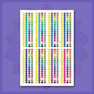 Färgblandningstabell - Blanda akrylfärg PDF Direkt Digital Nedladdning Utskrivbara Dot Art-målningsark - Dots Mandala Färgidéer bild 3
