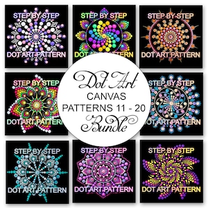 Dot Art Pattern Canvas 11 - 20 Bundle - Downloadable PDF - Mandala Dotting - Dotting Art Painting - Printable Pattern - Mandala Dot Painting