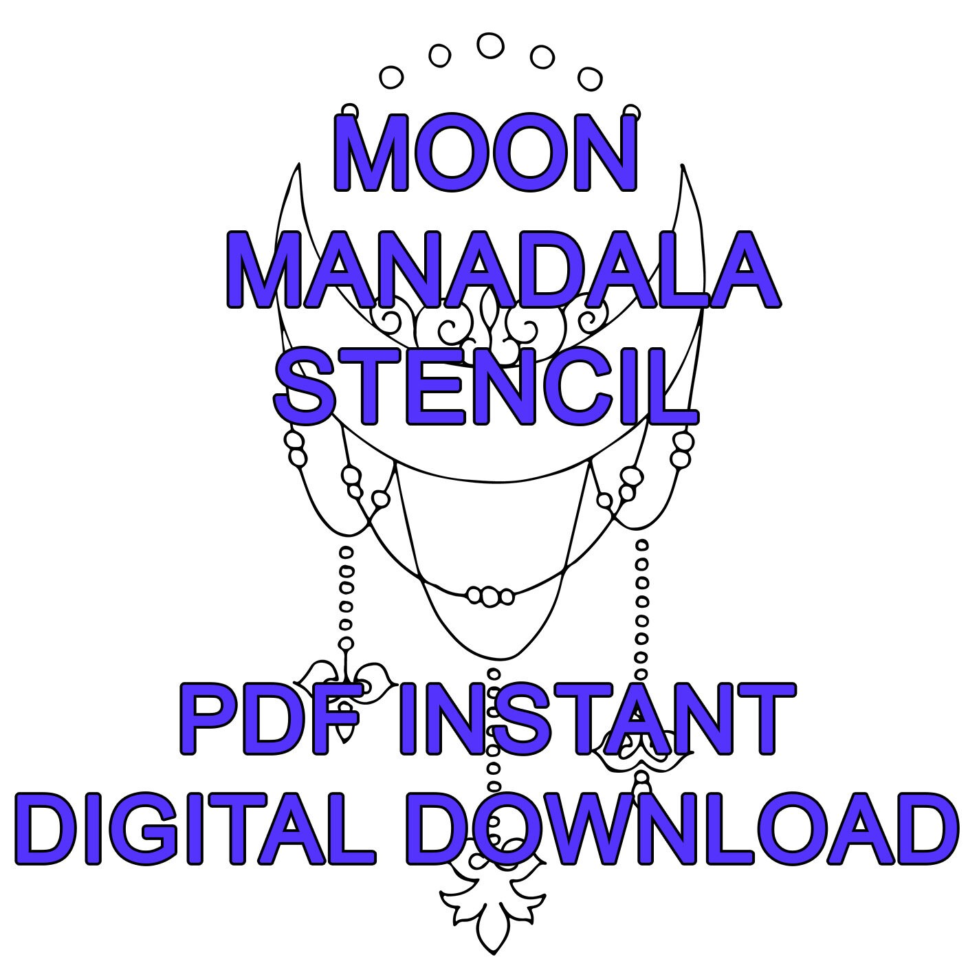 Dot Art Moon Mandala Stencil in 5 Sizes PDF Instant Digital Download ...
