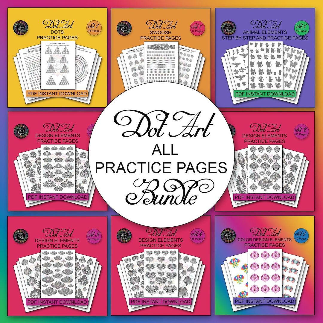 Curated visual reference: Visual Reference: Dot Art Practice Pages Bundle 423 Pages Pdf Instant Digital