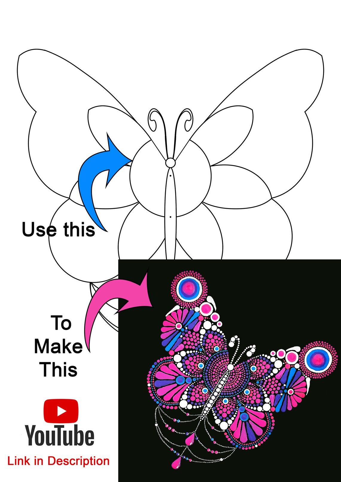 Dot Art Butterfly Mandala Stencil in 5 Sizes PDF Instant Etsy