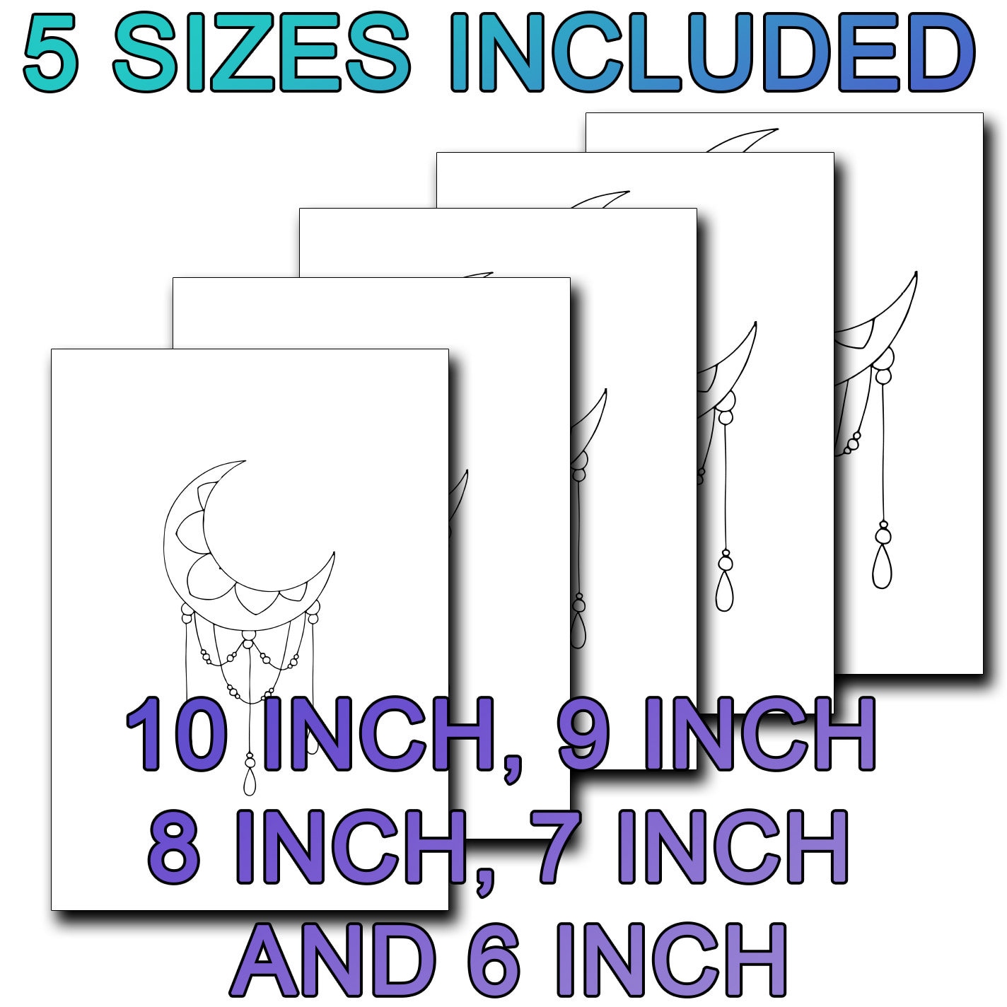 Dot Art Moon 2 Mandala Stencil in 5 Sizes PDF Instant Digital Download ...