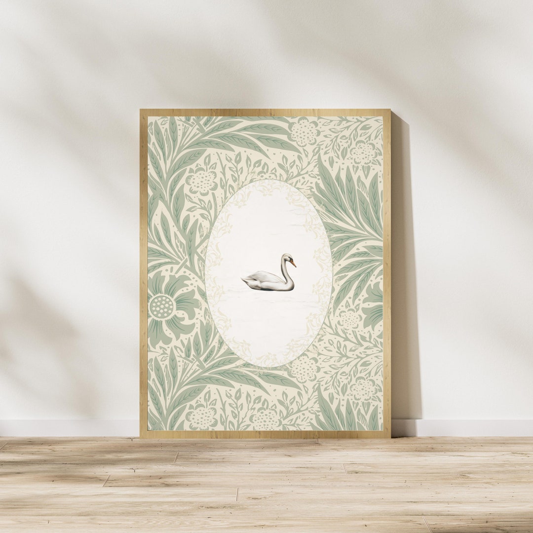 Vintage Nursery Wall Art Print Swan Nursery Decor Pastel Etsy