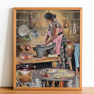 Cocinando con Amor Art Print, Mexican wall art, Mexican art, latin art, Mexican kitchen decor, mexican decor, mexican gifts, Latina Power