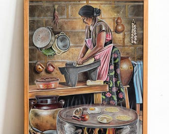 Cocinando con Amor Art Print, Mexican wall art, Mexican art, latin art, Mexican kitchen decor, mexican decor, mexican gifts, Latina Power