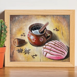 Cafecito mañanero Art Print, Cafe de Olla, Mexican wall art, Mexican art, latin art, Mexican kitchen decor, mexican decor, mexican gifts,