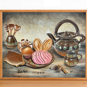 Cafecito Y Pan Dulce Art Print, Cafe de Olla, Mexican wall art, Mexican art, pan dulce, Mexican kitchen, mexican decor, mexican gifts