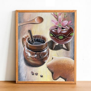 Café de la Mañana Art Print, Cafe de Olla, Mexican wall art, Mexican art, latin art, Mexican kitchen decor, mexican decor, mexican gifts