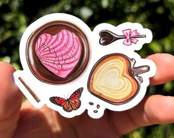 Cafecito con Amor Sticker, Mexican Sticker, cafecito y chisme, Cantarito Sticker, mexican gifts, Cafecito sticker, pan dulce,  Cafe de olla