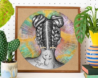 Viva La Mujer Art Print, Latina Art, Women Empowerment Art Print, Latina Wall Art, Hispanic art, latin art, Chicano Art, Women of color art