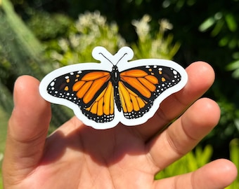 Mariposa Monarca sticker, Monarch Sticker, pink flower, butterfly sticker, flower sticker, Monarchs, Monarch Butterfly, mexican sticker