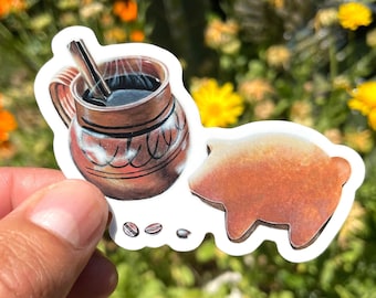 Cafecito de la Mañana Sticker, Cafe de olla, Mexican Sticker, Pan dulce, Hispanic, latin, Cantarito Sticker, mexican gifts, Cafecito sticker