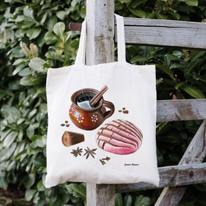 Cafecito Mañanero Tote Bag, Café de Olla, bolso mexicano, regalos mexicanos, decoración de cocina mexicana, pan dulce, bolsa de compras, cafecito y chisme