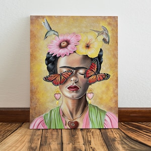 Frida Soñando Canvas Print, Mexican wall art, Mexican art, latin art, Mexican decor, mexican gifts, Frida art, mexican folk art