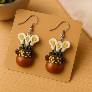 Pendientes Alcatraces, pendientes mexicanos, joyería mexicana, arte mexicano, pendientes latinos, arte mexicano, regalos mexicanos, lirios cala, arte mexicano