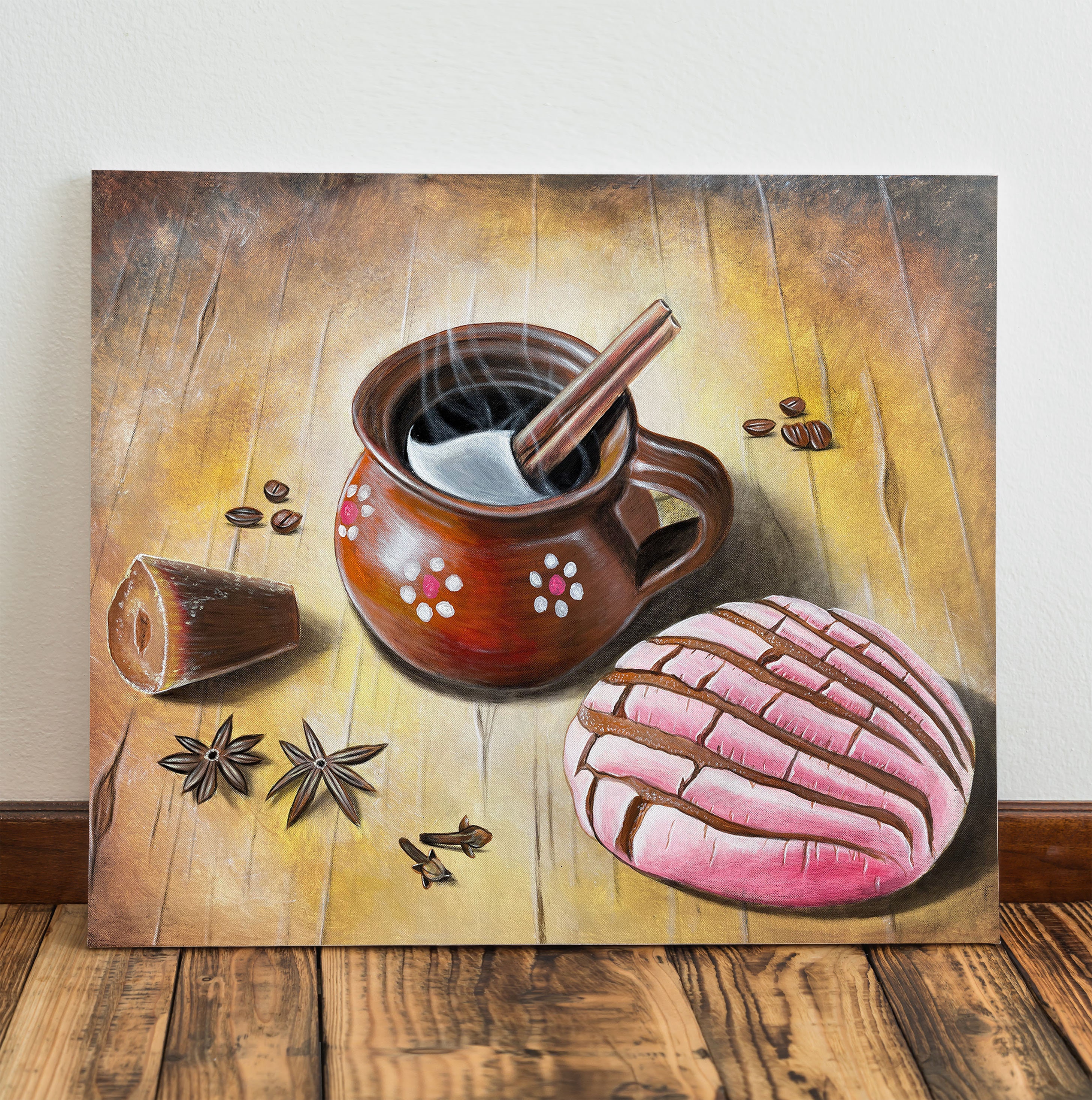 Cafecito Mañanero Canvas Print, Cafe de Olla, Mexican wall art, Mexican art, mexico art, Mexican kitchen decor, mexican decor, mexican gifts
