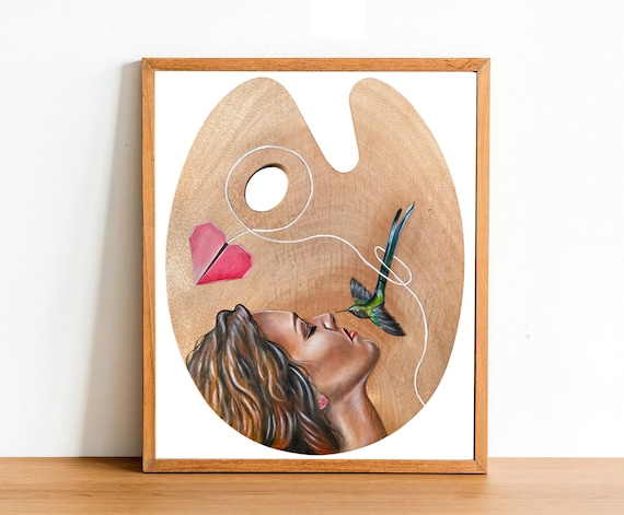 Thinking Of You Art Print, Strong women art, Empowerment art, Woman Art, powerful women art, latina art, latina power, artist palette