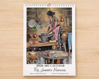 2026 Kunstkalender (8.5x11) Limitierte Auflage von 300, Mexikanischer Kalender, Kalender 2026, Illustrierter Kalender, mexikanische Kunst, mexikanische Gemälde