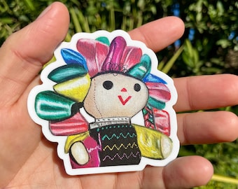 Mexican Doll Sticker, Lele Doll, Maria doll, Painting sticker, Hispanic, latin, calcomanias, mexican gifts, Mexico sticker, latina sticker