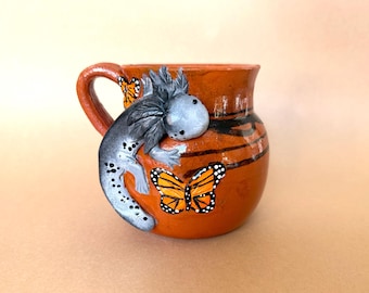 Axolotl Mug, Handmade polymer clay mug, Ceramic Artisanal Mug, Axolotl, Axolotl art, ajolote, Axolotl mugs, Axolotl gifts