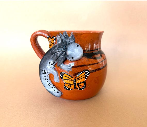 Axolotl Mug, Handmade polymer clay mug, Ceramic Artisanal Mug, Axolotl, Axolotl art, ajolote, Axolotl mugs, Axolotl gifts
