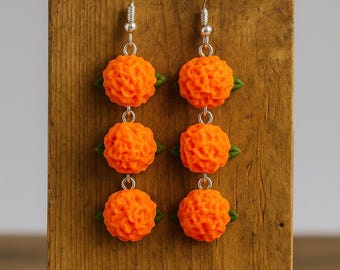 Pendientes de Cempasúchil, Pendientes del Día de Muertos, Flor de Caléndula, Pendientes mexicanos, Regalos mexicanos, Arte mexicano, Día de los Muertos