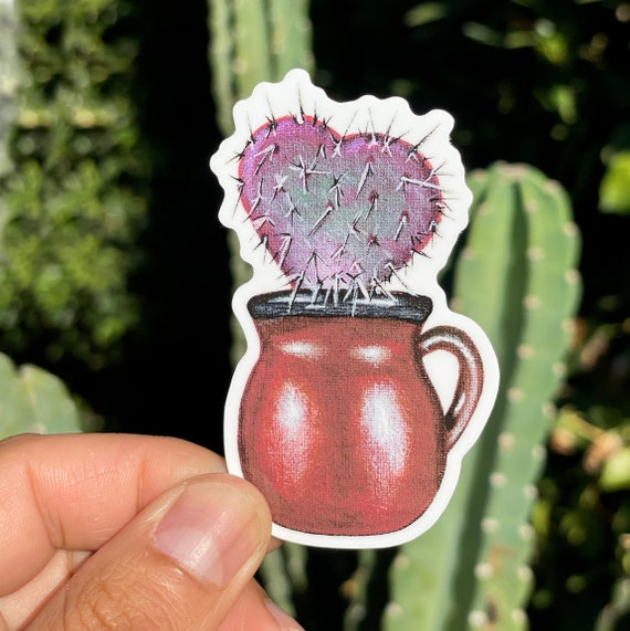 Cactus Corazon Sticker, Mexican Sticker, Painting sticker, Hispanic, latin,  Cactus Sticker, mexican gifts, Jarrito de barro, Mug stickers