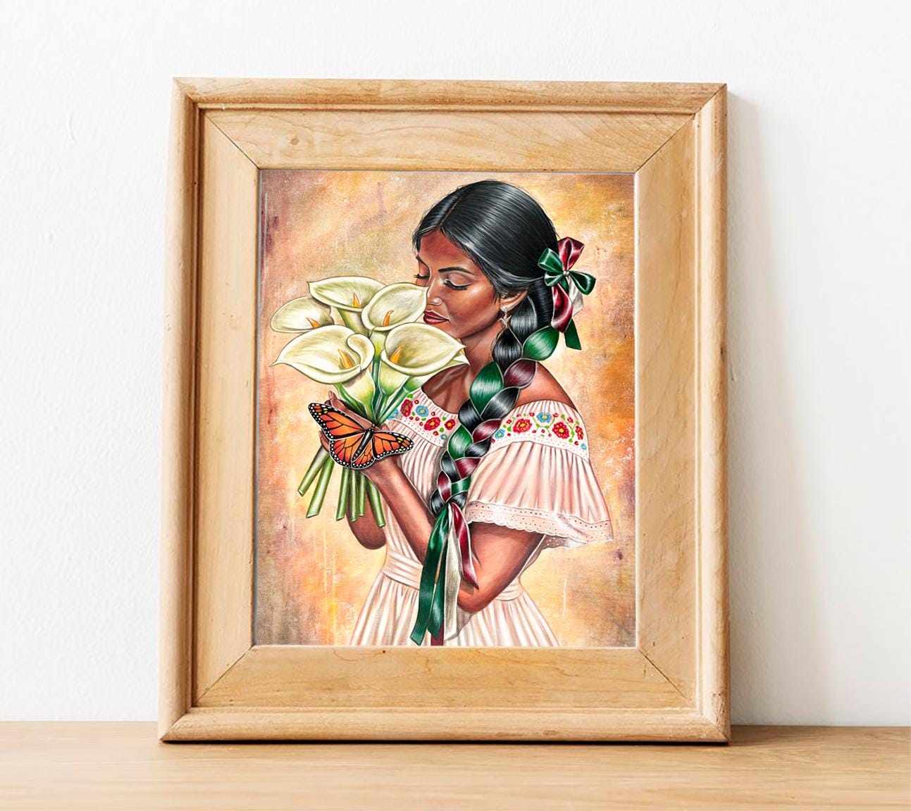 Mujer Con Alcatraces Art Print, Mexican Wall Art, Mexican Art, Calla ...
