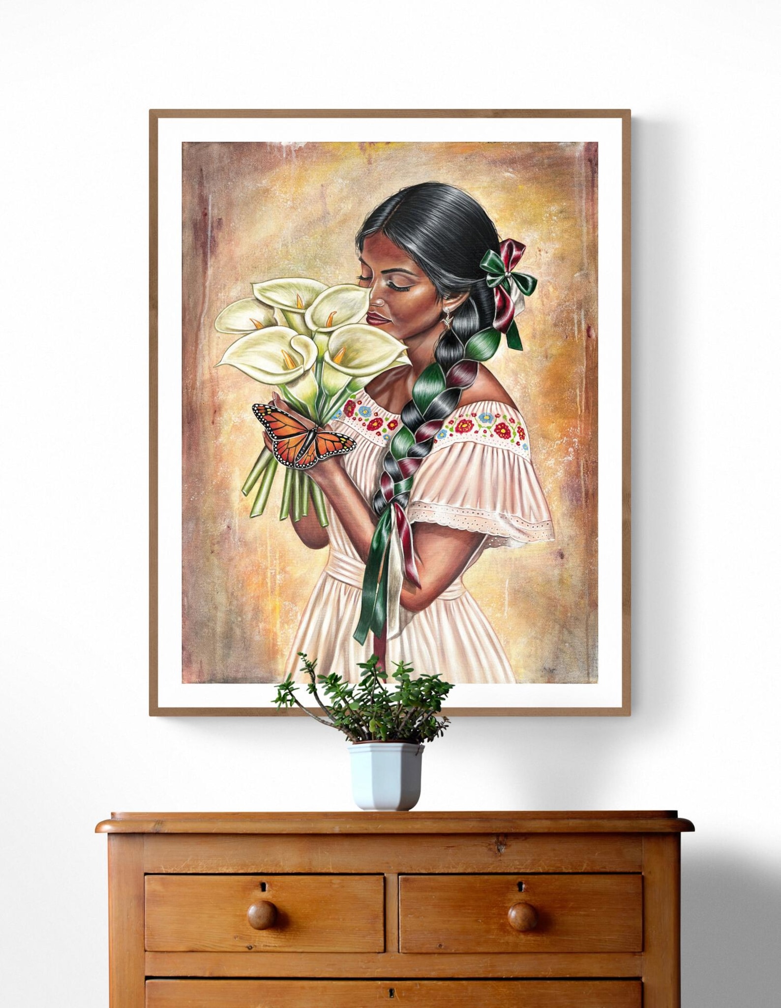 Mujer Con Alcatraces Art Print, Mexican Wall Art, Mexican Art, Calla ...