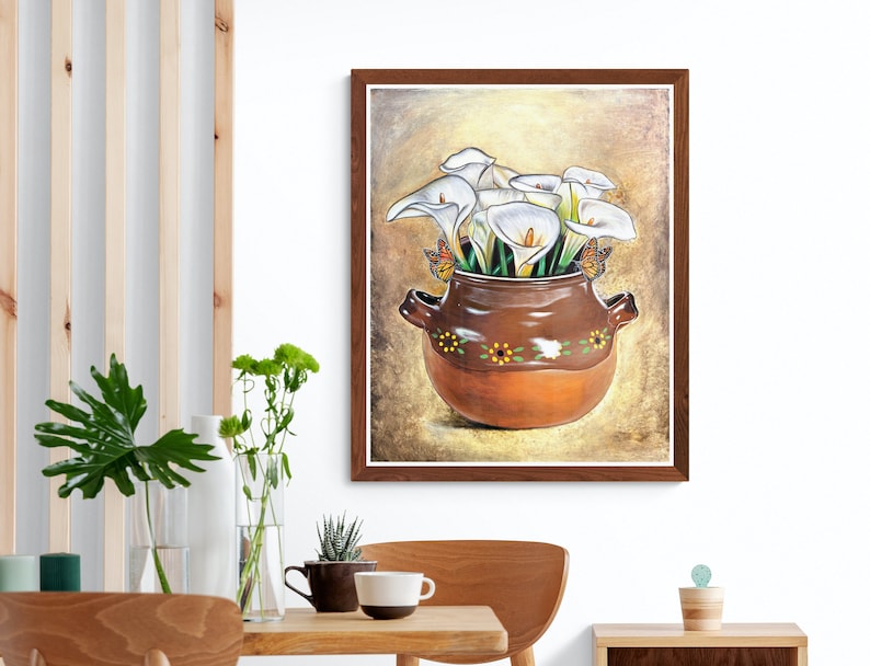 Los Alcatraces Art Print, Mexican wall art, Mexican art, latin art, Mexican kitchen decor, mexican decor, mexican gifts, Calla Lily art image 5