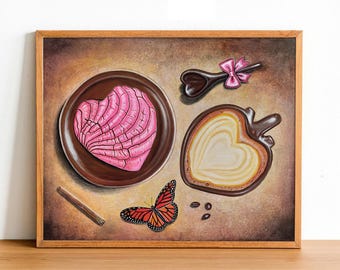 Cafecito Con Amor Art Print, Cafe de Olla, Mexican wall art, Mexican art, latin art, Mexican kitchen decor, mexican decor, mexican gifts