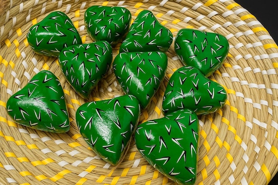 Cactus heart Ornament, Mexican Ornaments, Ornaments, handmade ornaments, Hand painted ornaments, nopal ornament, Ceramic Ornaments