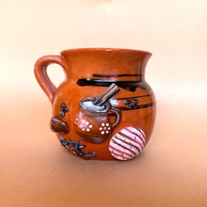 Cafecito y Concha Mug, handmade polymer clay mug, Ceramic Artisanal Mug, Cafe de Olla, Mexican art, Mexican kitchen, mexican gifts