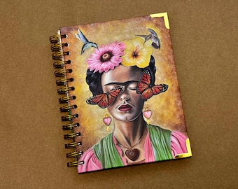 Frida Soñando Spiral Notebook, Hardcover Spiral Notebook, mexican gifts, notebooks, Frida art, Frida lover, gifts for her, mexican art