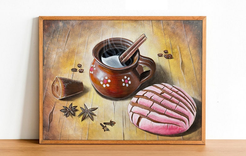 Cafecito Mañanero Art Print, Cafe de Olla, Mexican wall art, Mexican art, latin art, Mexican kitchen decor, mexican decor, mexican gifts