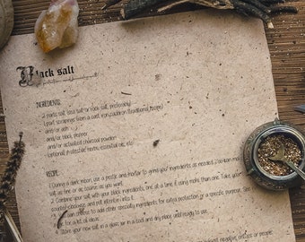 Black salt recipe, Witch's salt DIY printable, Book of shadows page, Protection spell, How to make, Banishing witchcraft, Cleansing, 2 pages