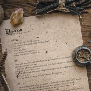 Black salt recipe, Witch&#39;s salt DIY printable, Book of shadows page, Protection spell, How to make, Banishing witchcraft, Cleansing, 2 pages