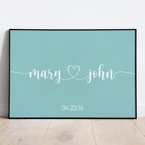 Couple names custom printable, Personalized Valentine&#39;s gift, Love sign, Wedding print, Couple name with heart, Newlywed, Bridal shower gift