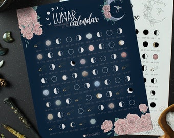 Lunar calendar 2024, Moon phases printable poster, Minimalist witch, Wicca, Celestial, Astronomical, Astrology digital print, Witchy