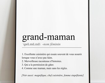 Grandma definition printable, Grandmother, Mother's day poster, Cute saying, Typography art print, Instant download, Home décor, Quote art