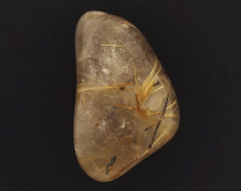 Rutilated quartz tumble - Gold rutile polished crystal - Ethically sourced pocket stone - Healing rock crystal - Clear and golden mineral