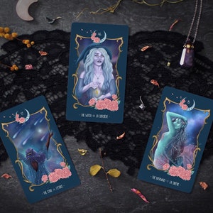 Moon Sprites Oracle deck - 47 fantasy inspired cards - Magickal divination cards - Witchy gift - Hand-painted artwork - Indie tarot deck