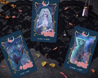 Moon Sprites Oracle deck - 47 fantasy inspired cards - Magickal divination cards - Witchy gift - Hand-painted artwork - Indie tarot deck