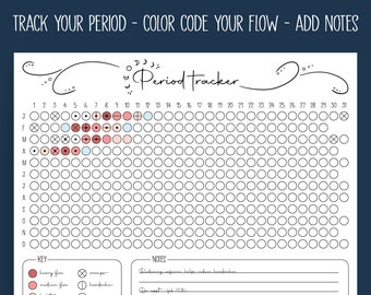 Period planner, Monthly cycle tracker, Menstruation journal, Pregnancy planner insert for women, Fertility pattern, Color code your life