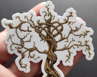 Tree of life sticker, Golden fantasy tree vinyl sticker, Magical artwork, Witchy sticker, Whimsical painting, Witch grimoire, Laptop decor