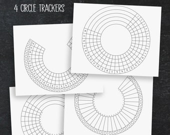 Circle trackers, Monthly mood, Planner insert, Moon journal, Daily gratitude, Organization tool, Color code your life, Bullet journal add-on